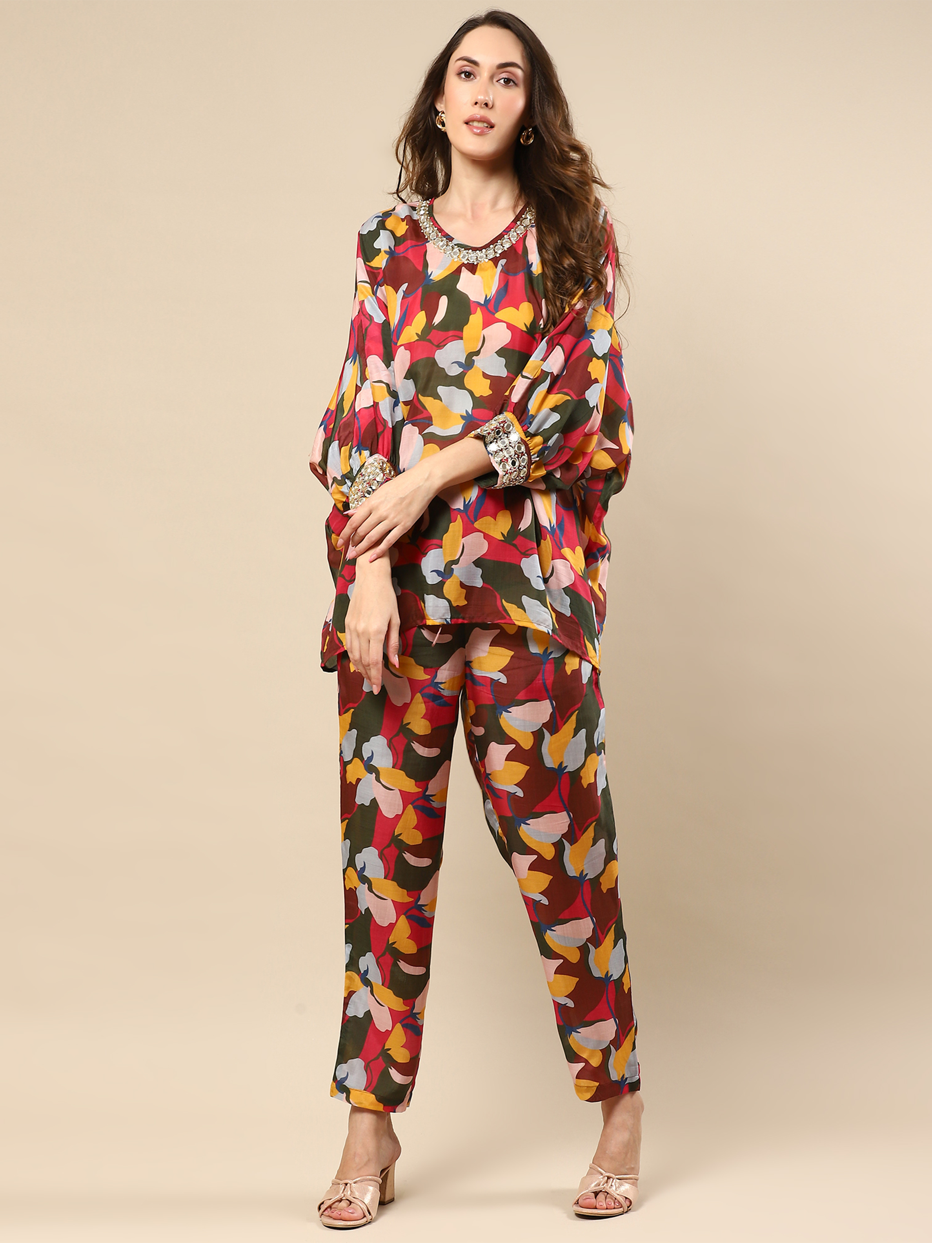 Printed Cotton Silk Multicolor Co-Ord Set