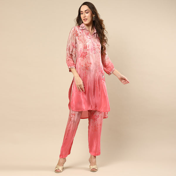 Seafoam Pink Color Muslin Kurta Set