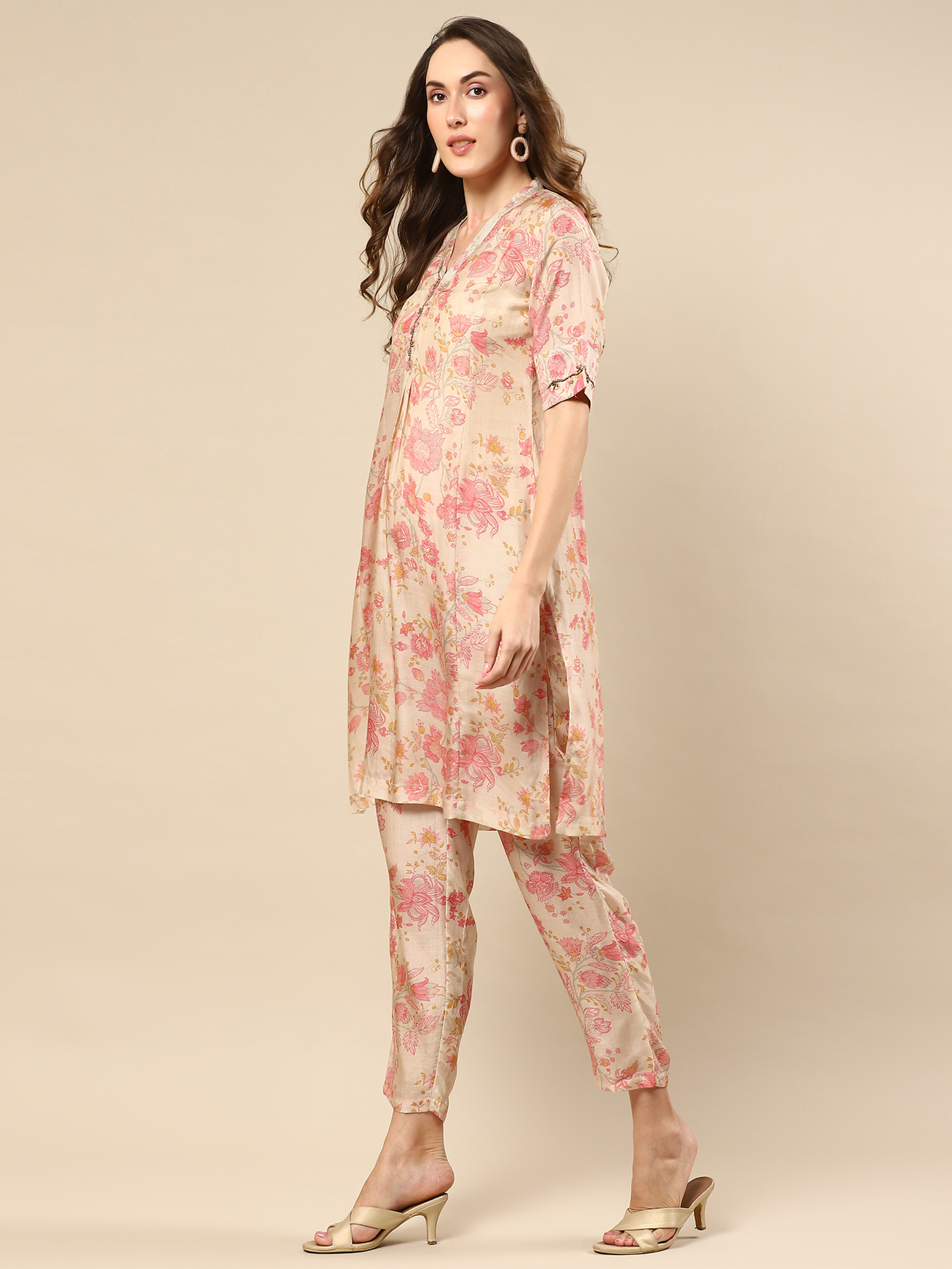 Printed Cotton Silk Kurta With Pant