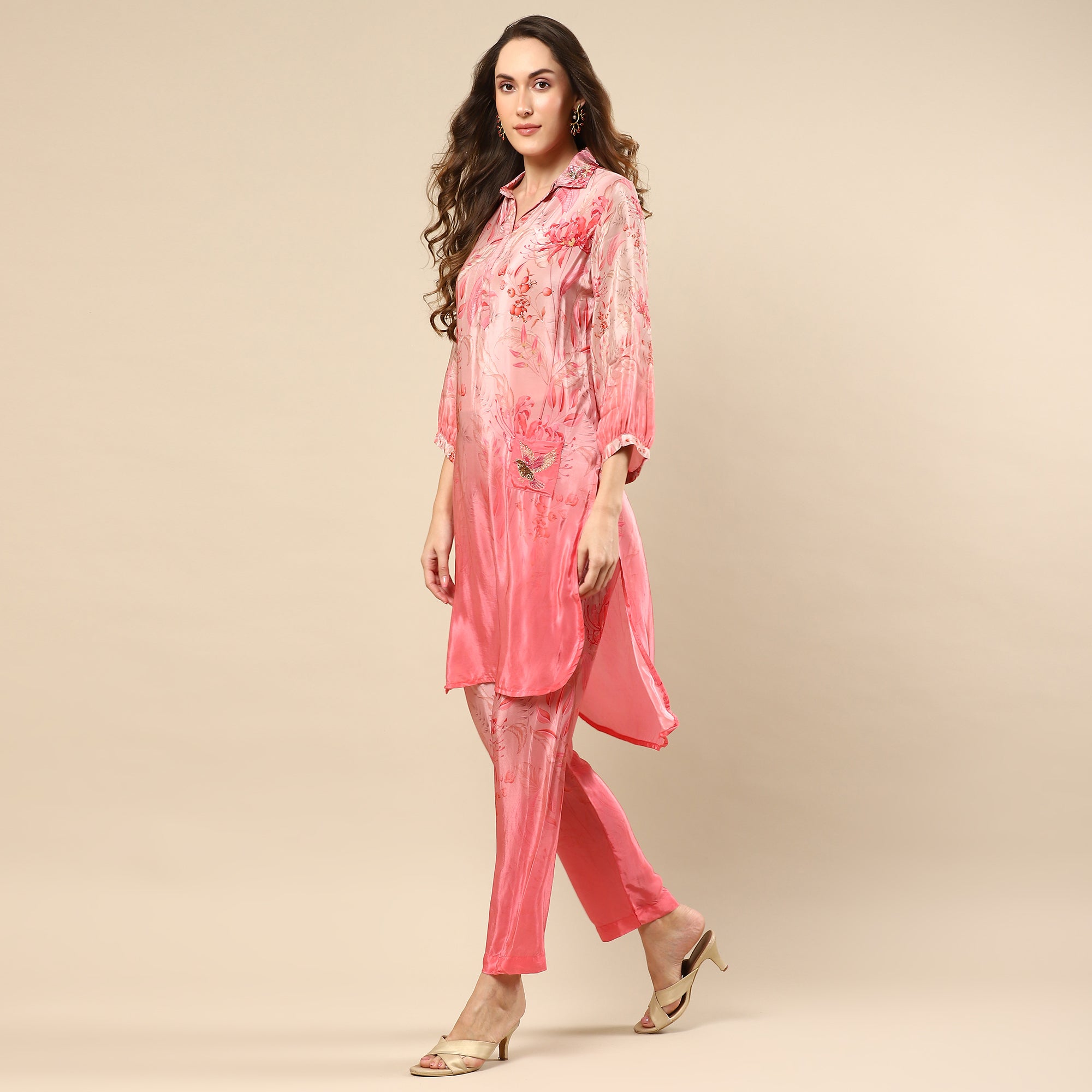 Seafoam Pink Color Muslin Kurta Set
