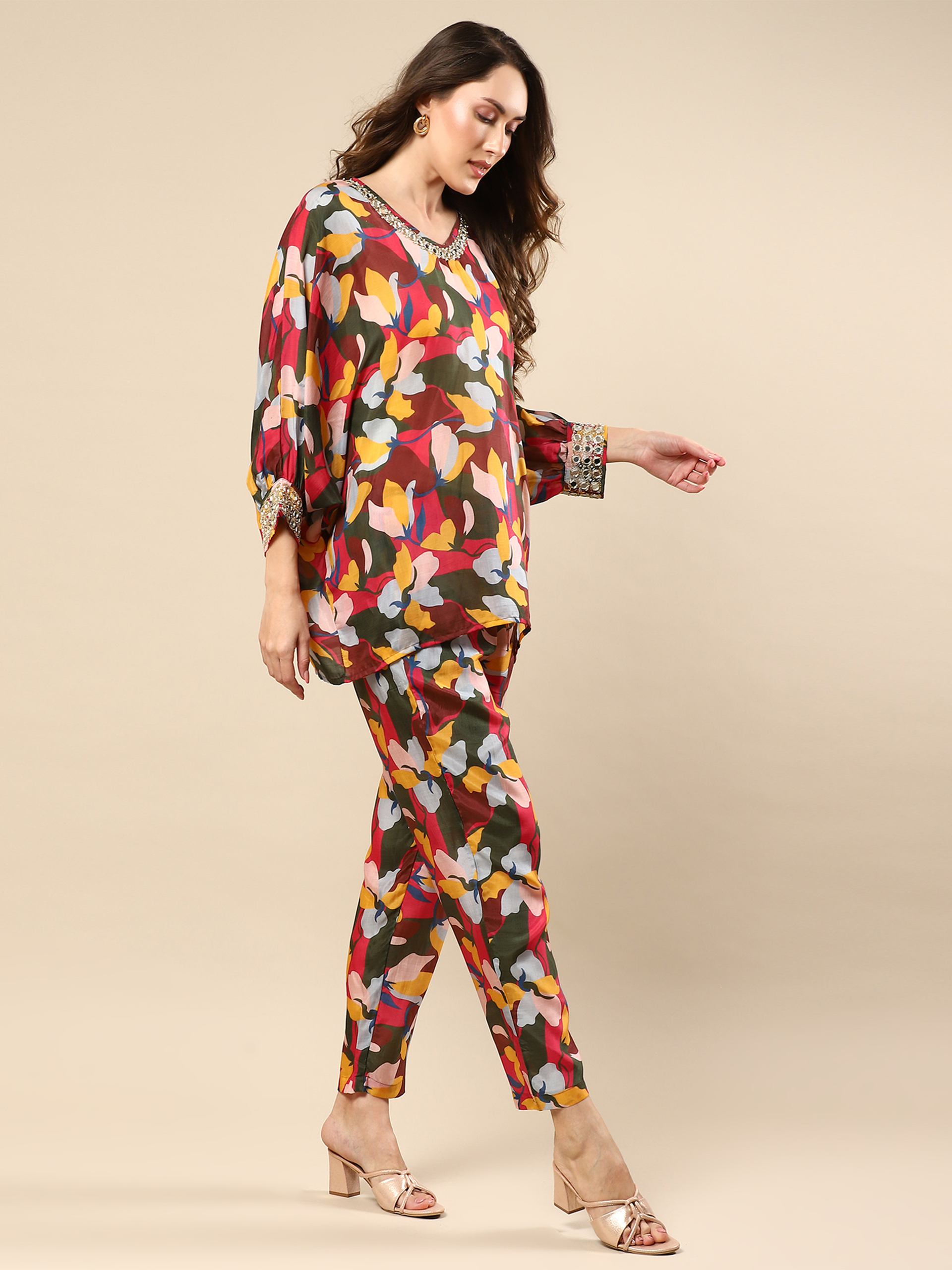 Printed Cotton Silk Multicolor Co-Ord Set