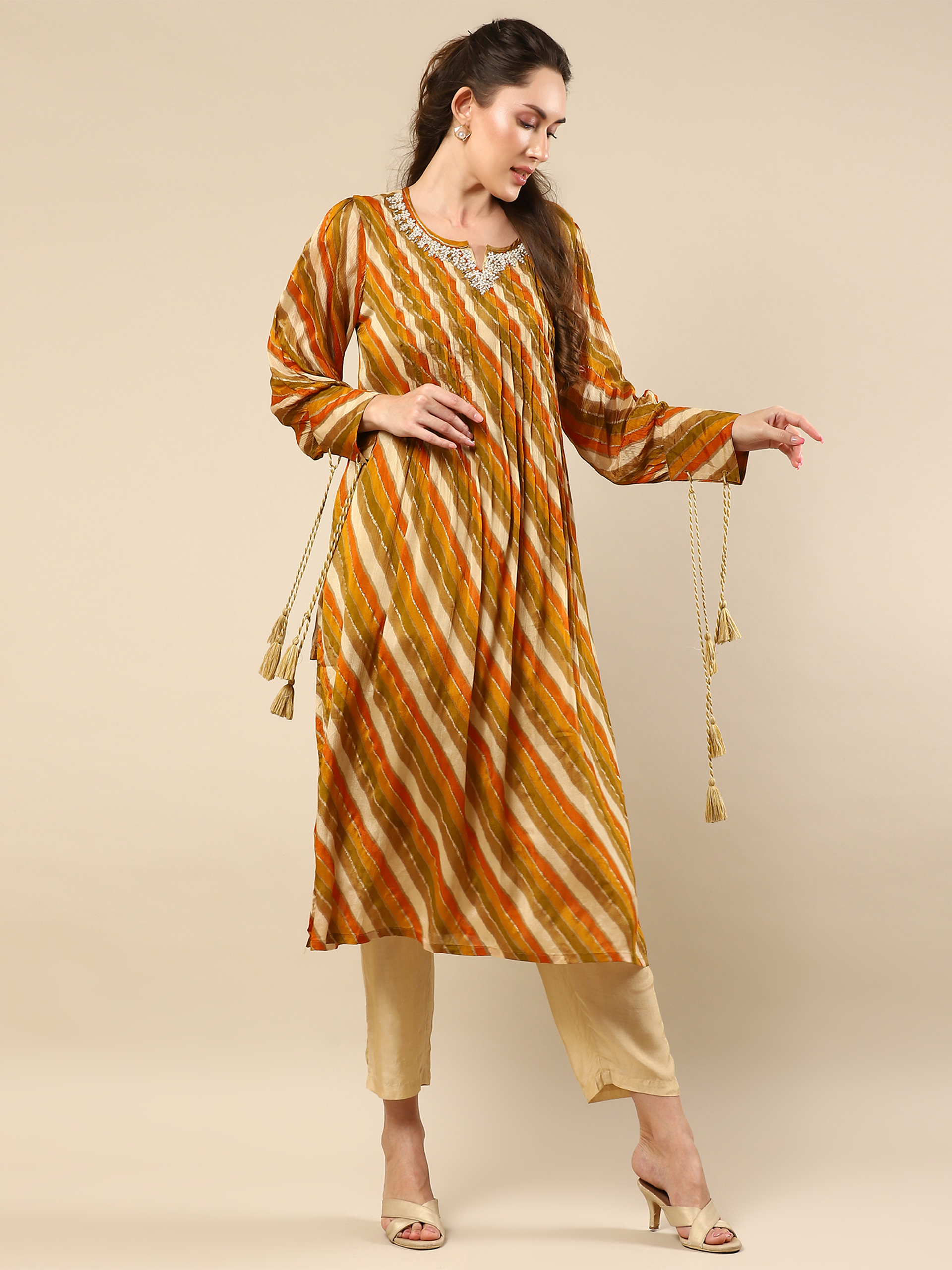 Printed Lenzing Silk Kurta with Muslin Pant