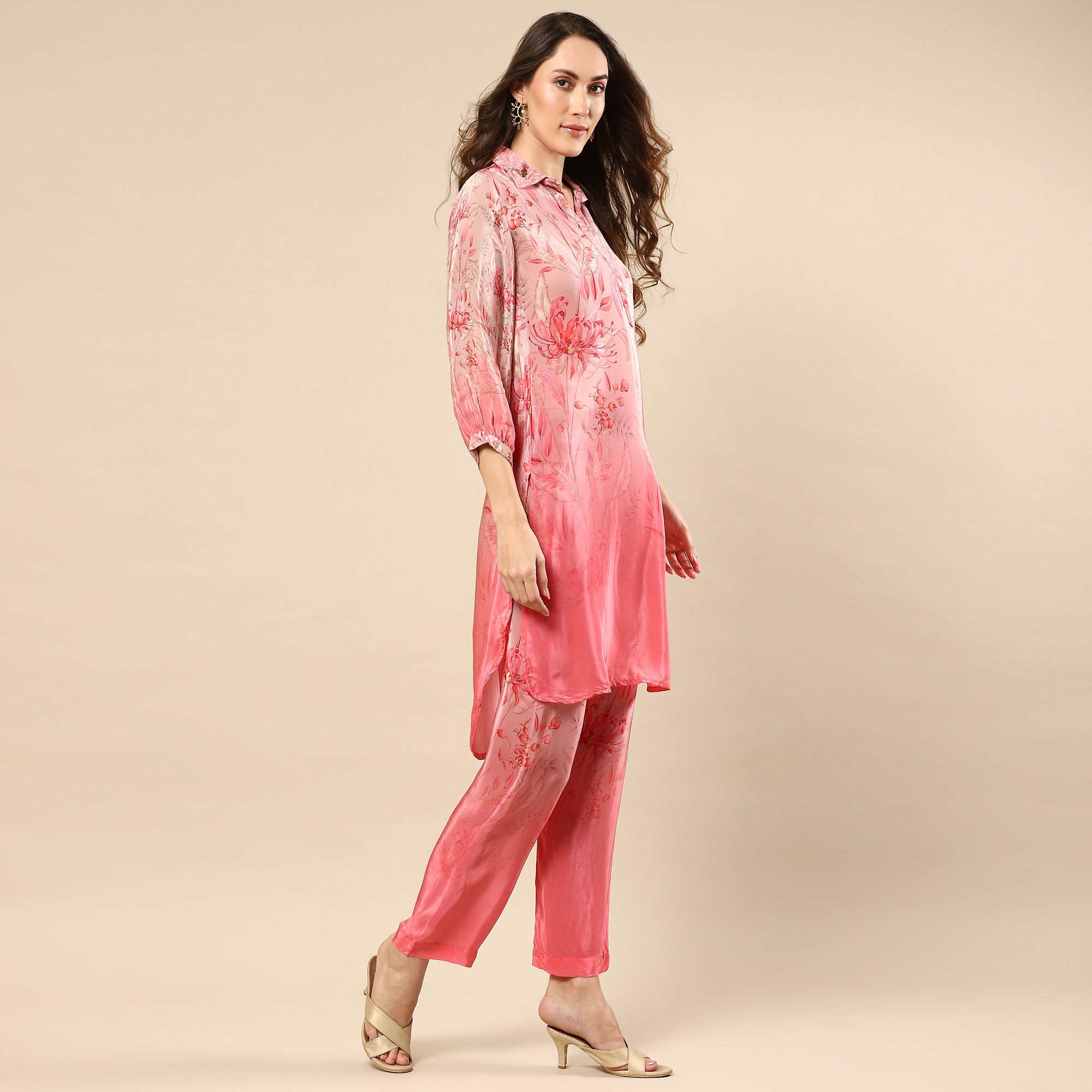 Seafoam Pink Color Muslin Kurta Set