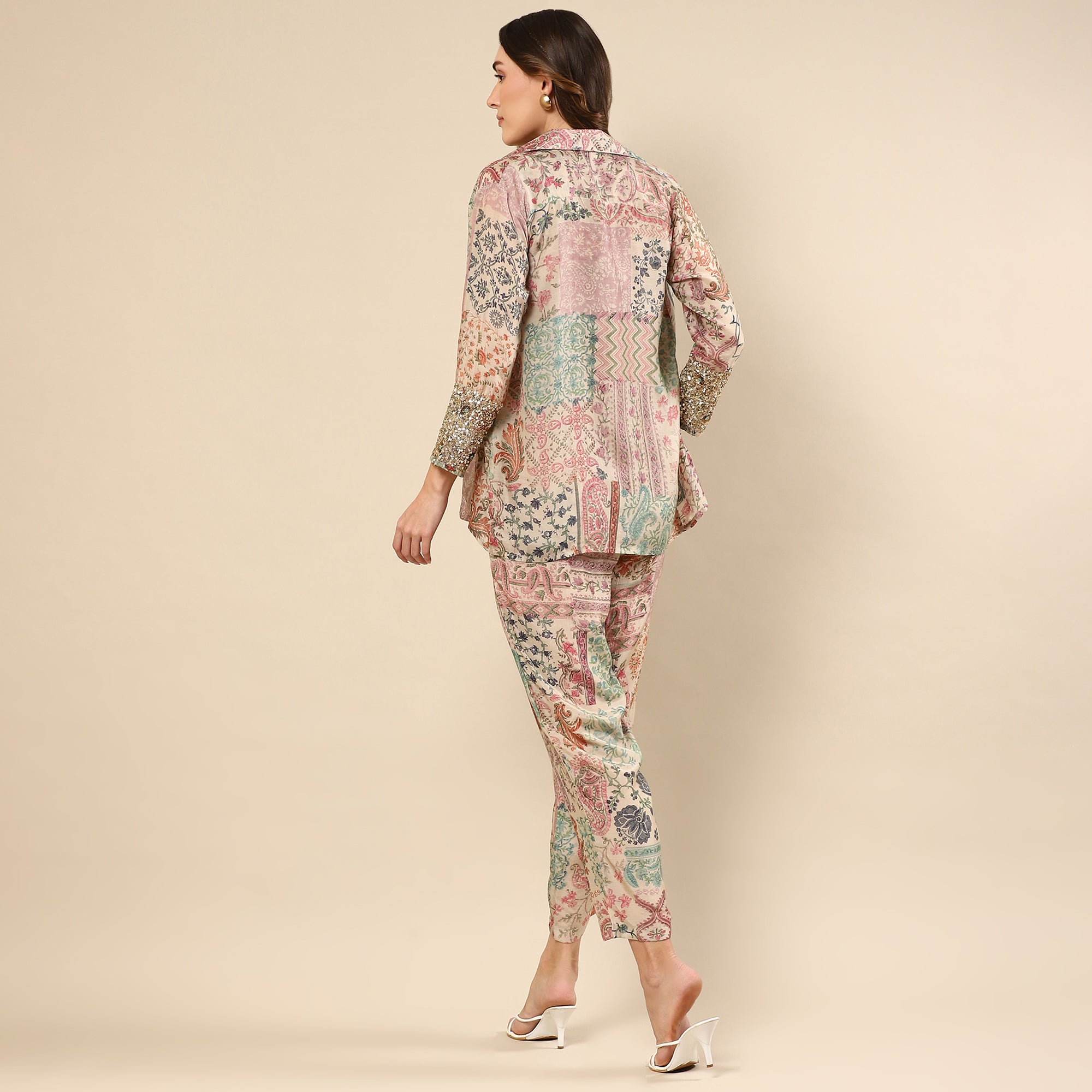 Printed Cotton Silk Co-ord Set with Jacket