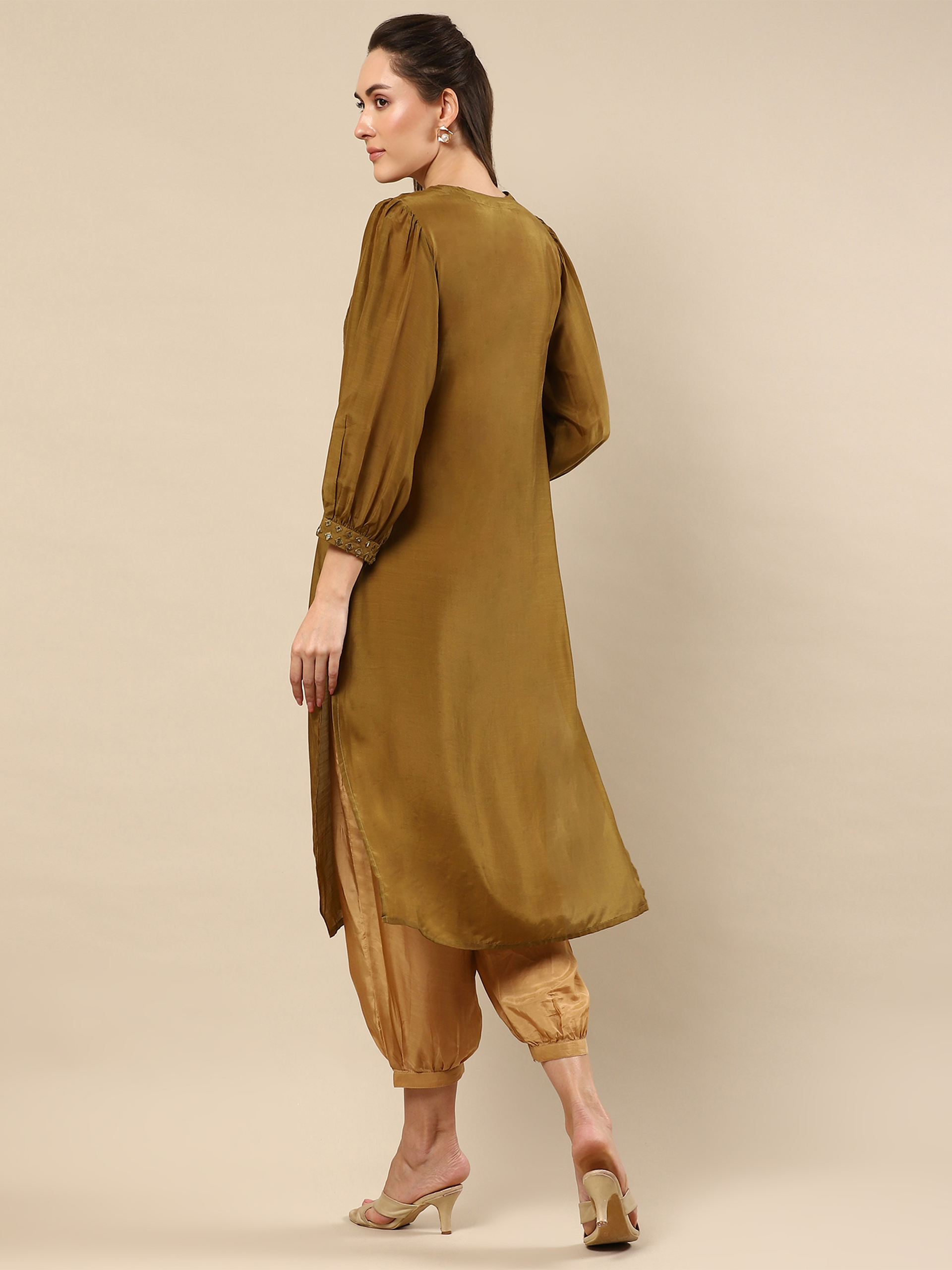 Green Cotton Silk Suit Set