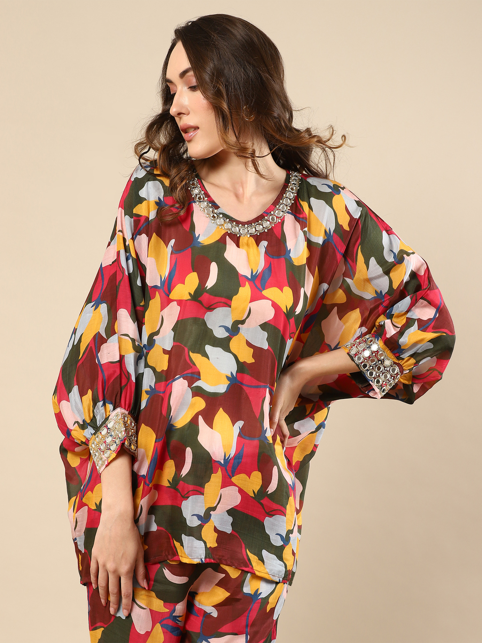 Printed Cotton Silk Multicolor Co-Ord Set