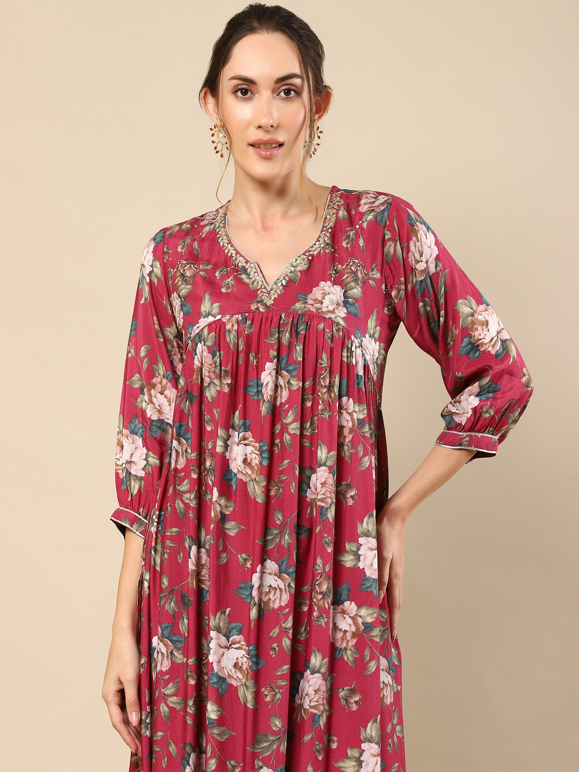 Gota Patti Leheriya Dupatta Paired with Printed Kurti Set