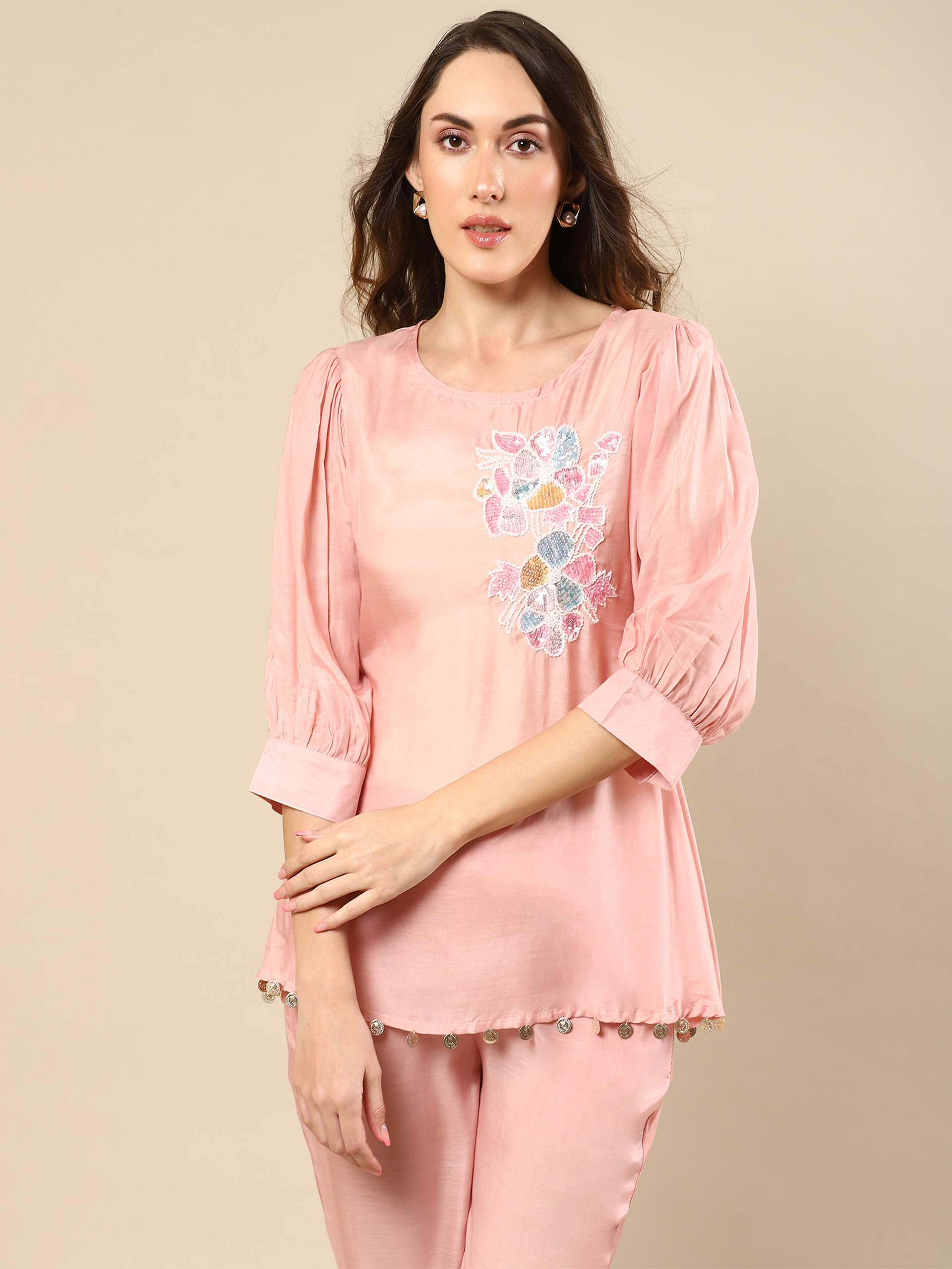 Pink Hand Work Co-ord Set