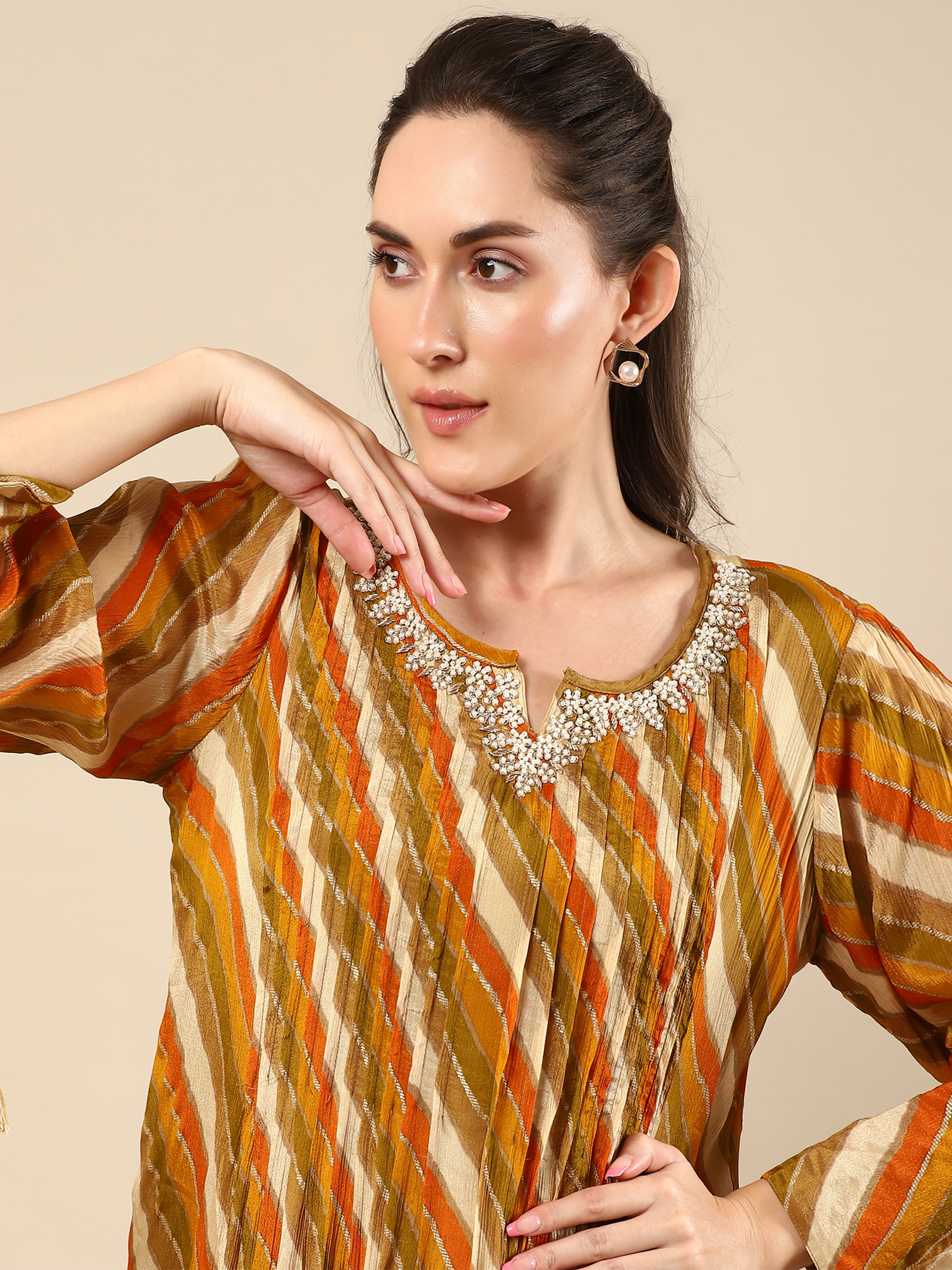 Printed Lenzing Silk Kurta with Muslin Pant