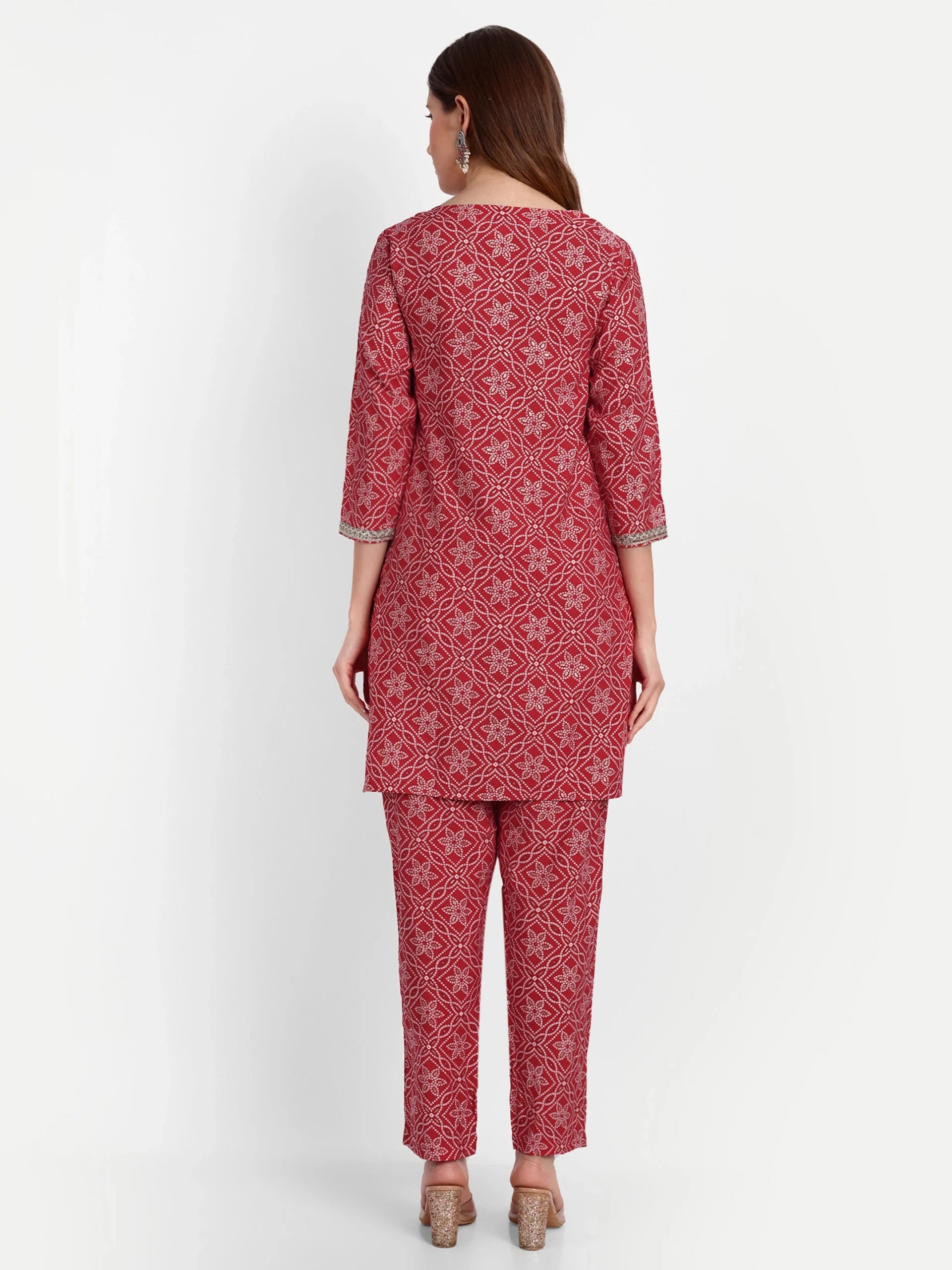 Printed Bandhani Top With Trousers