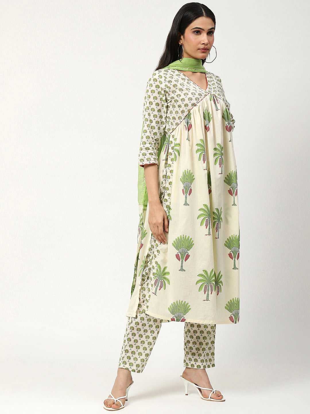 Cotton Printed Kurta Set With Dupatta