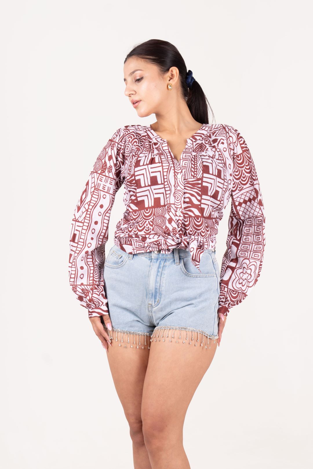 Printed Short Top Full Sleeve