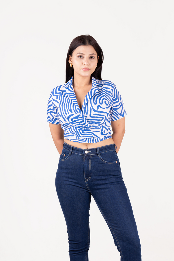 Cotton Printed Shirt with Bow