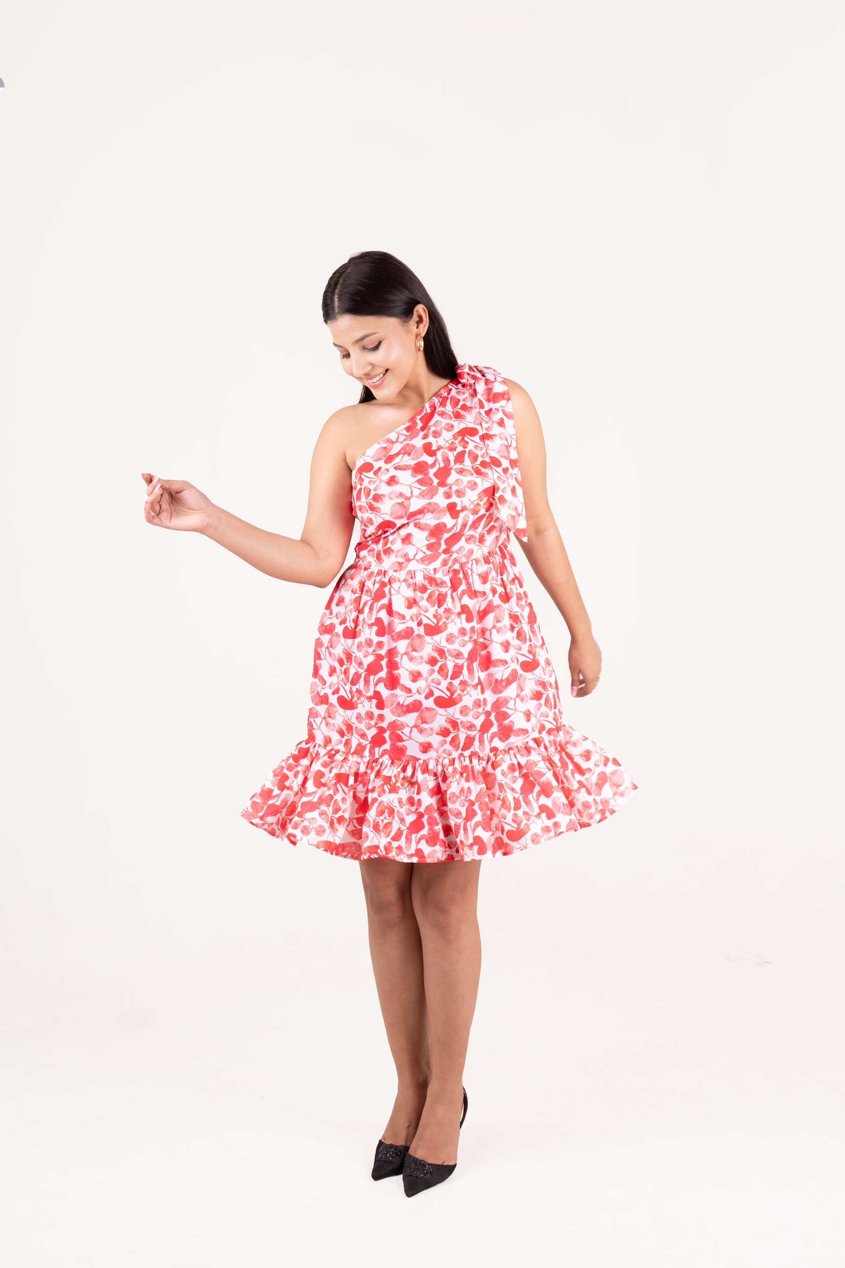 Off Shoulder Printed Mini Dress