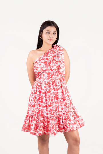 Off Shoulder Printed Mini Dress