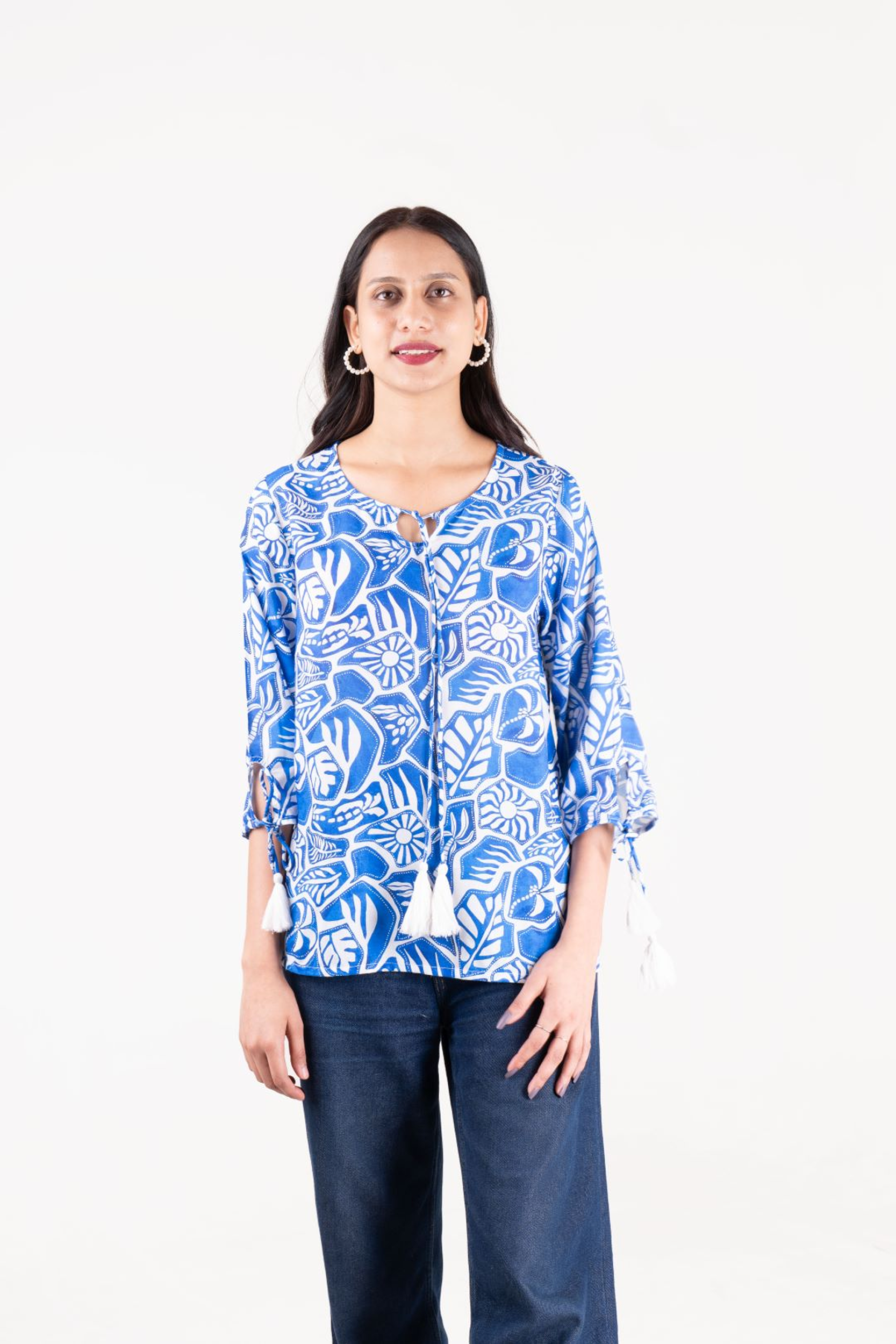 Printed Top with Tassel