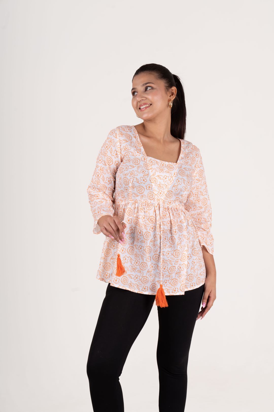 White Printed Top