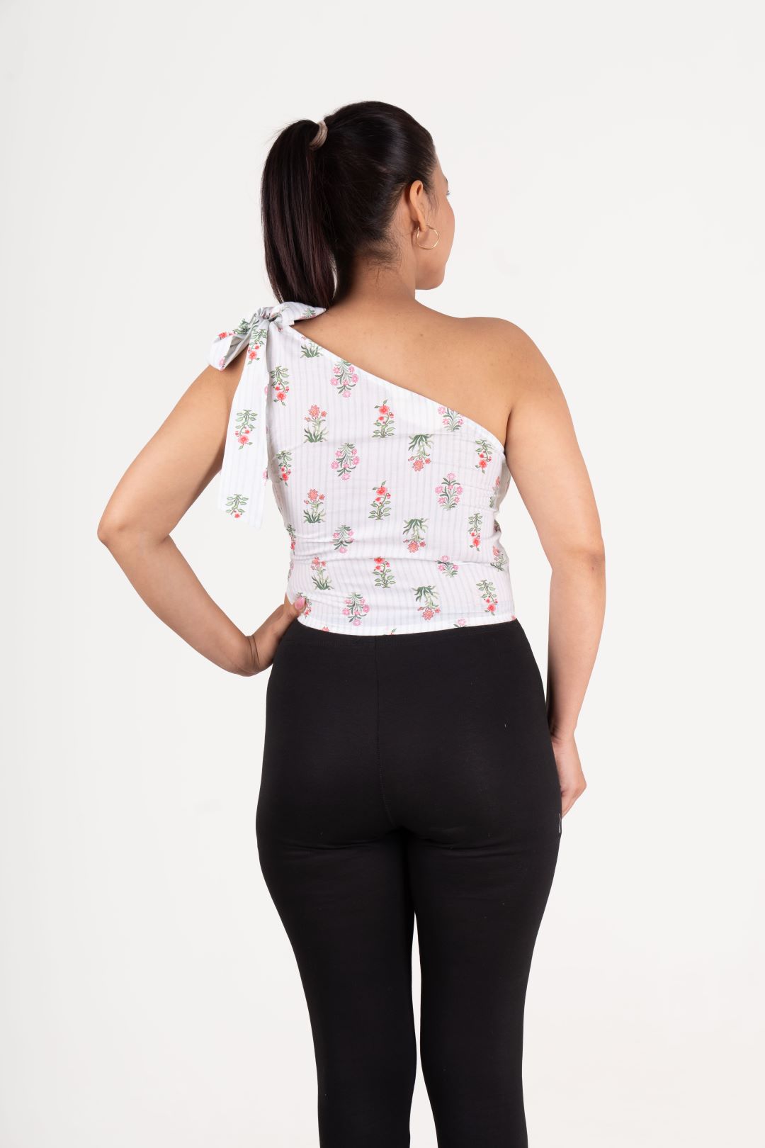 White Off Shoulder Printed Tunic Top