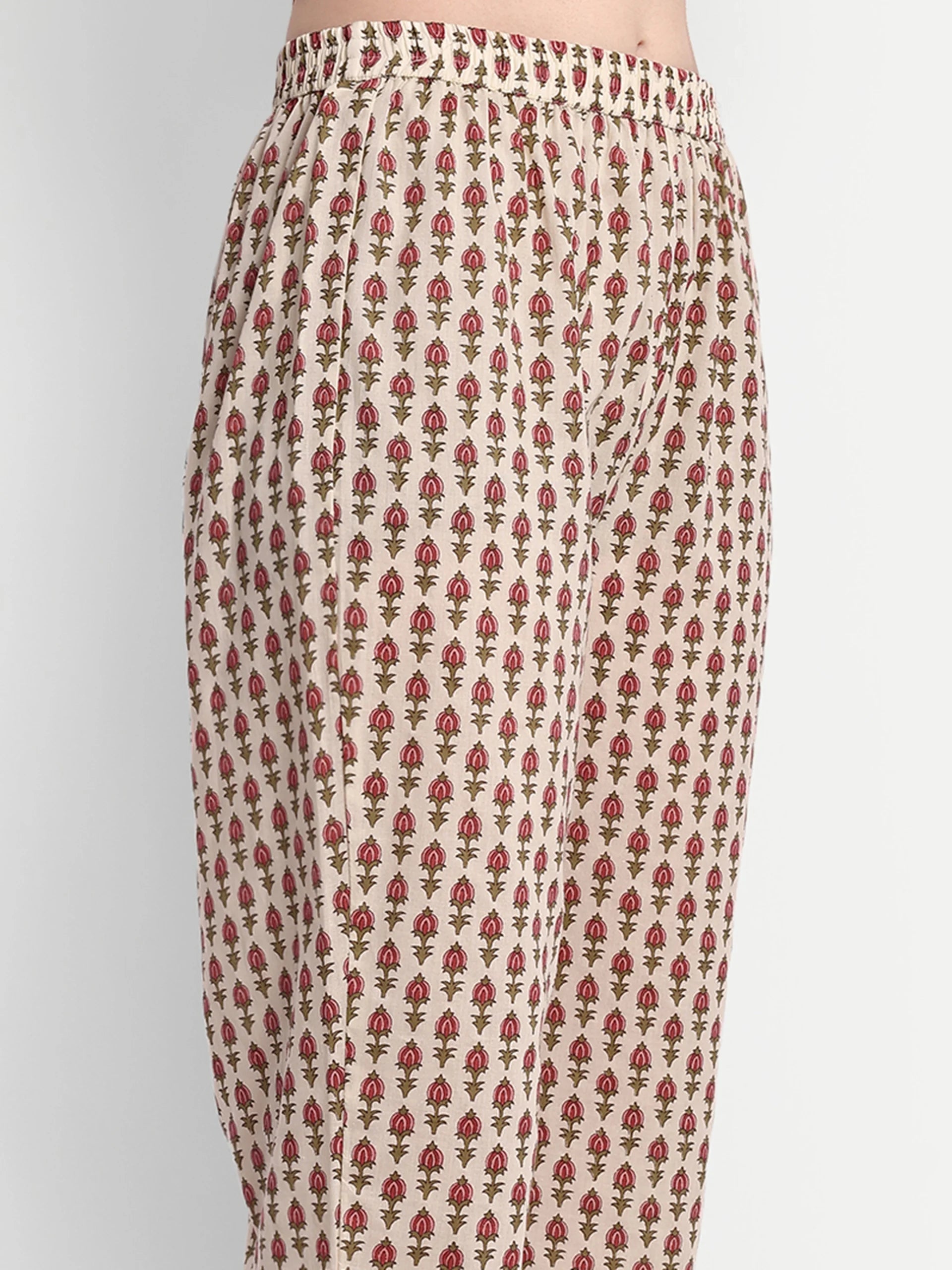 Ethnic Motifs Print Pure Cotton Kurta With Pant & Dupatta