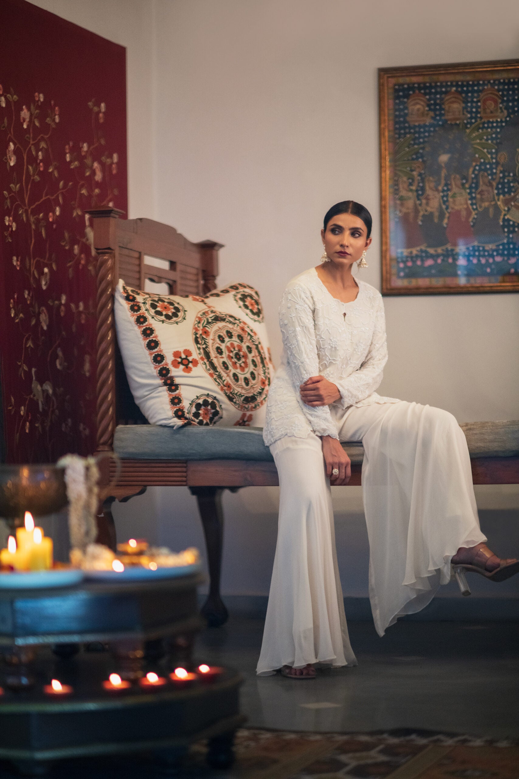 Ivory Sharara Set with Embroidered Jacket