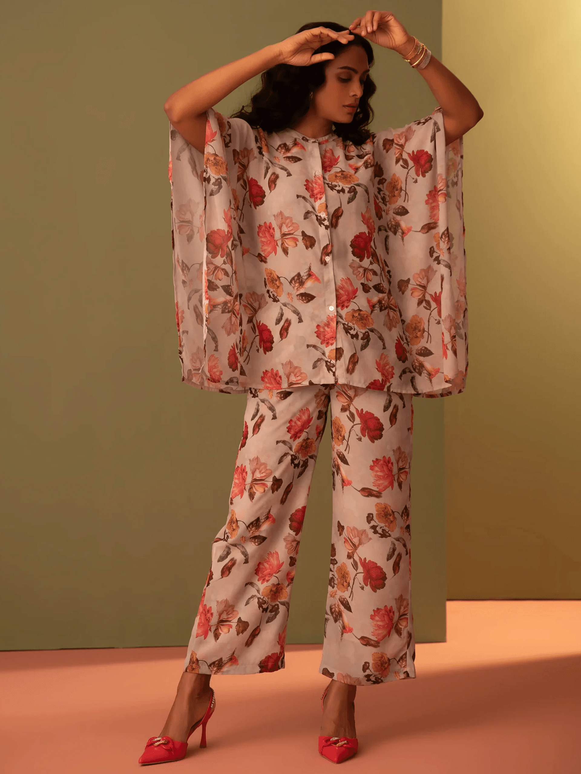Gorgette Printed Kaftan With Pant