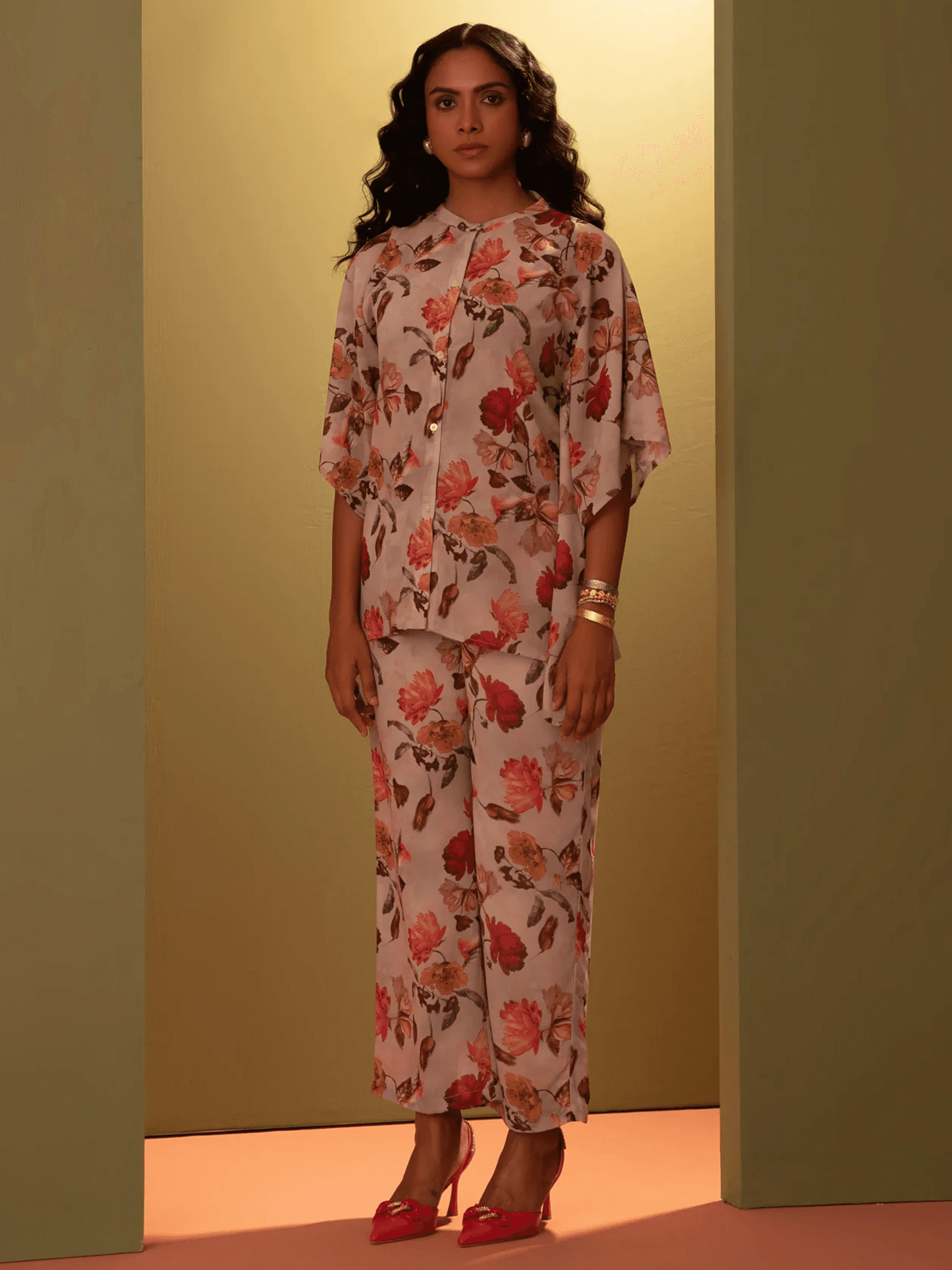 Gorgette Printed Kaftan With Pant