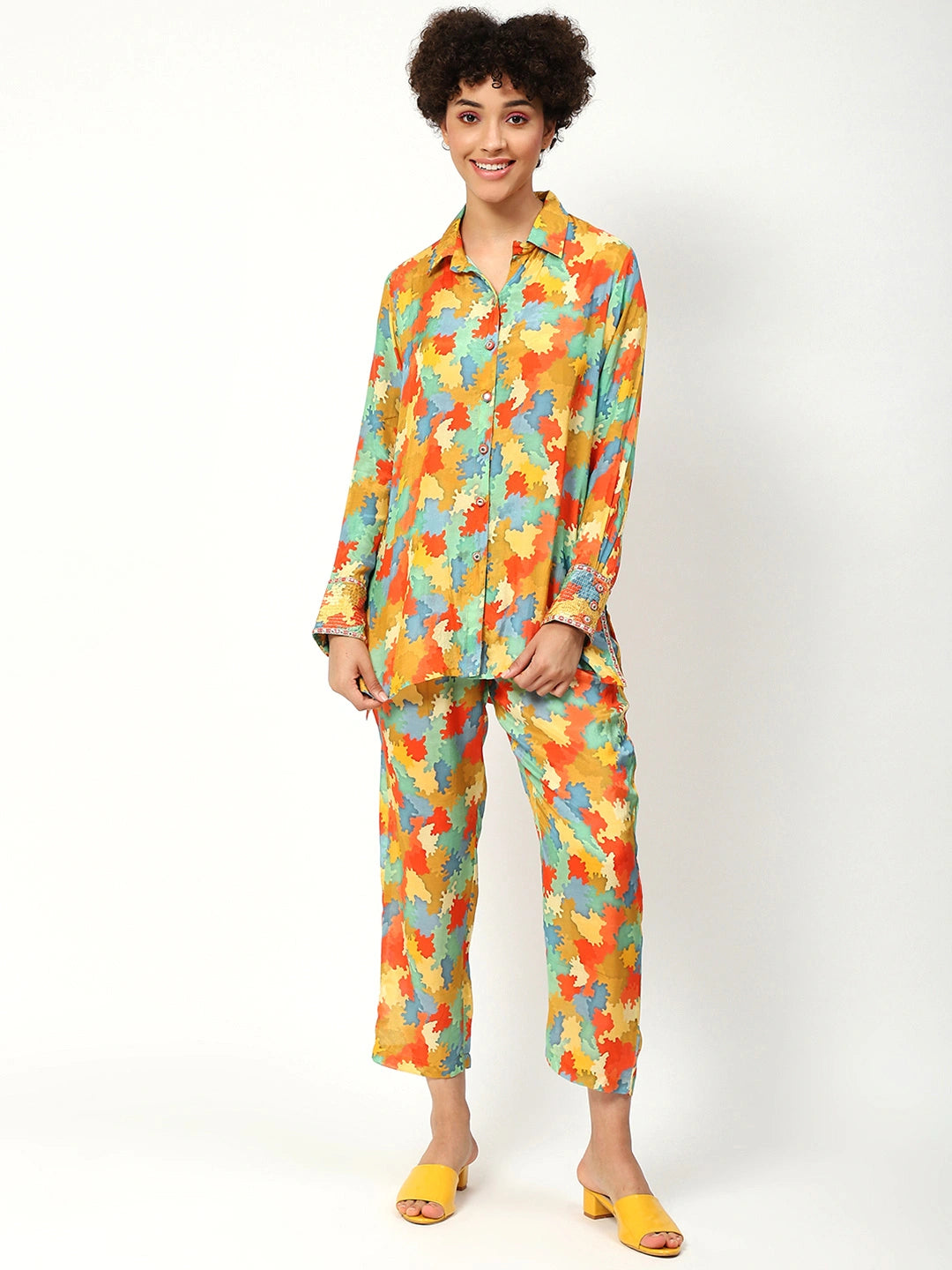 Printed Cord Set in Multicolor Muslin