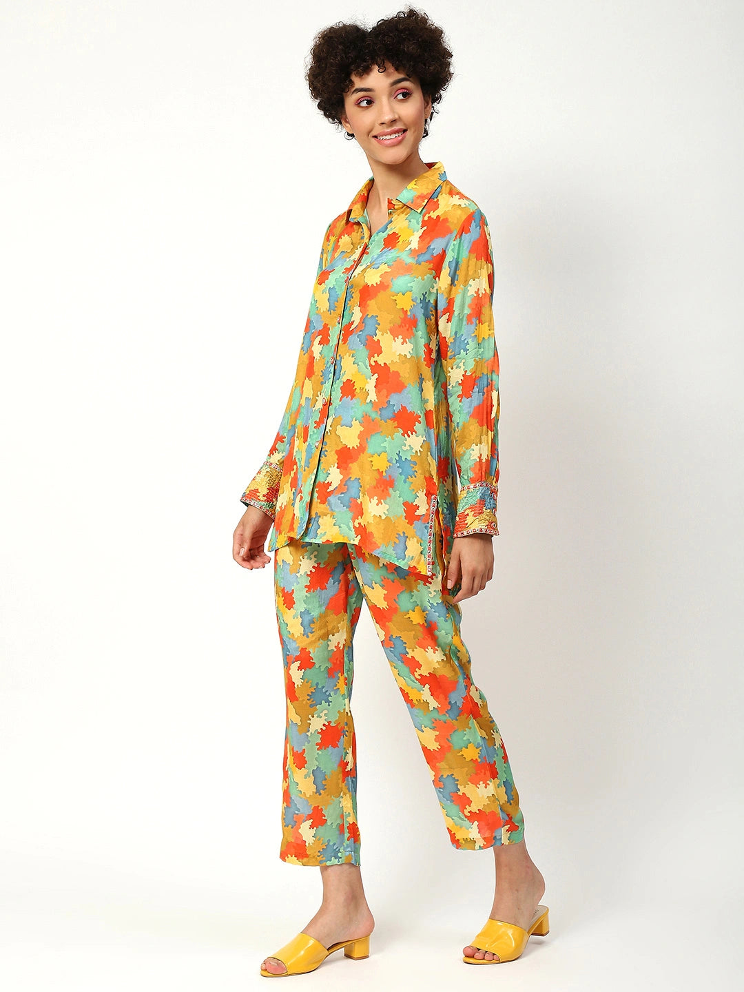 Printed Cord Set in Multicolor Muslin