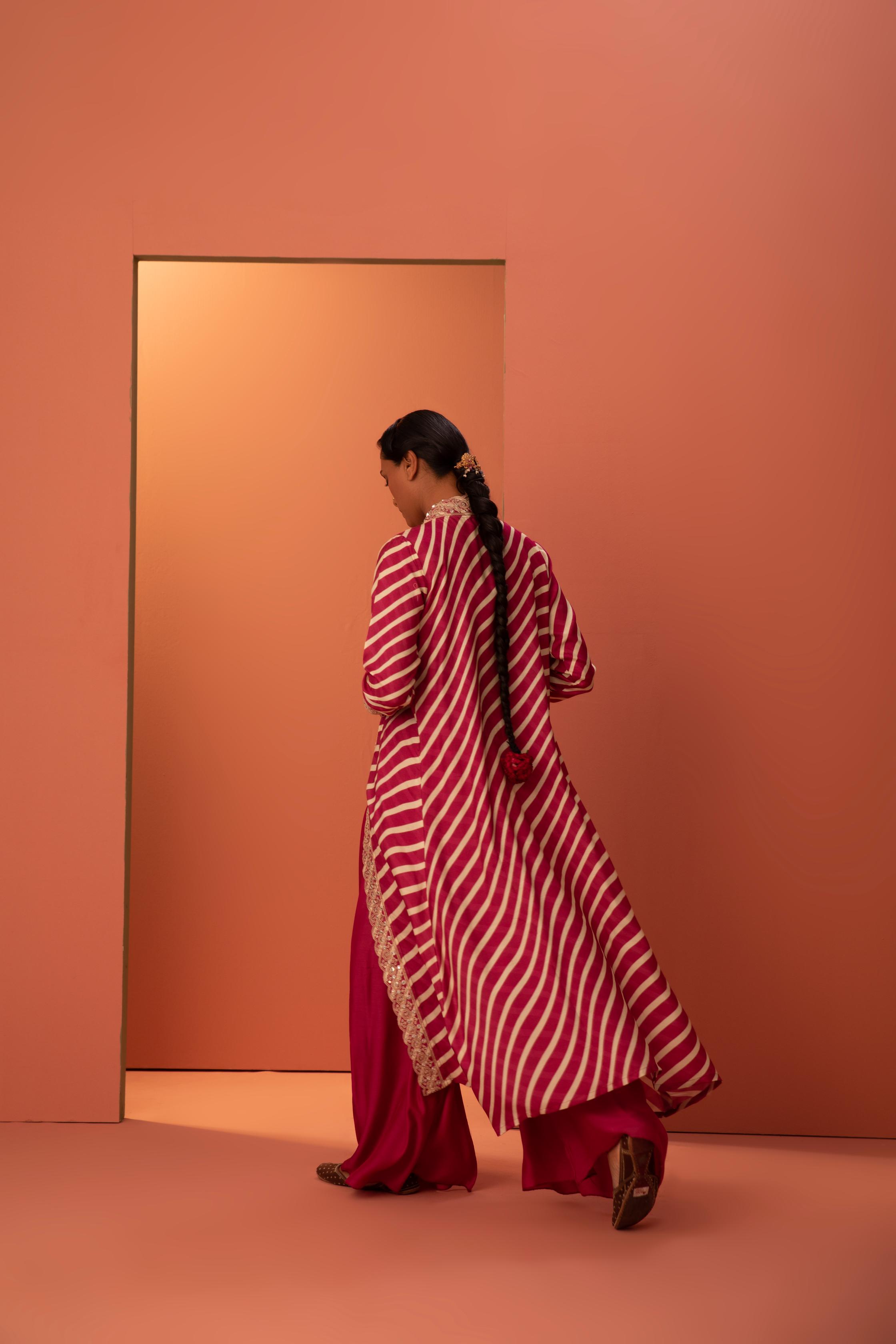 Cotton silk  Pink Cape and Palazzo set