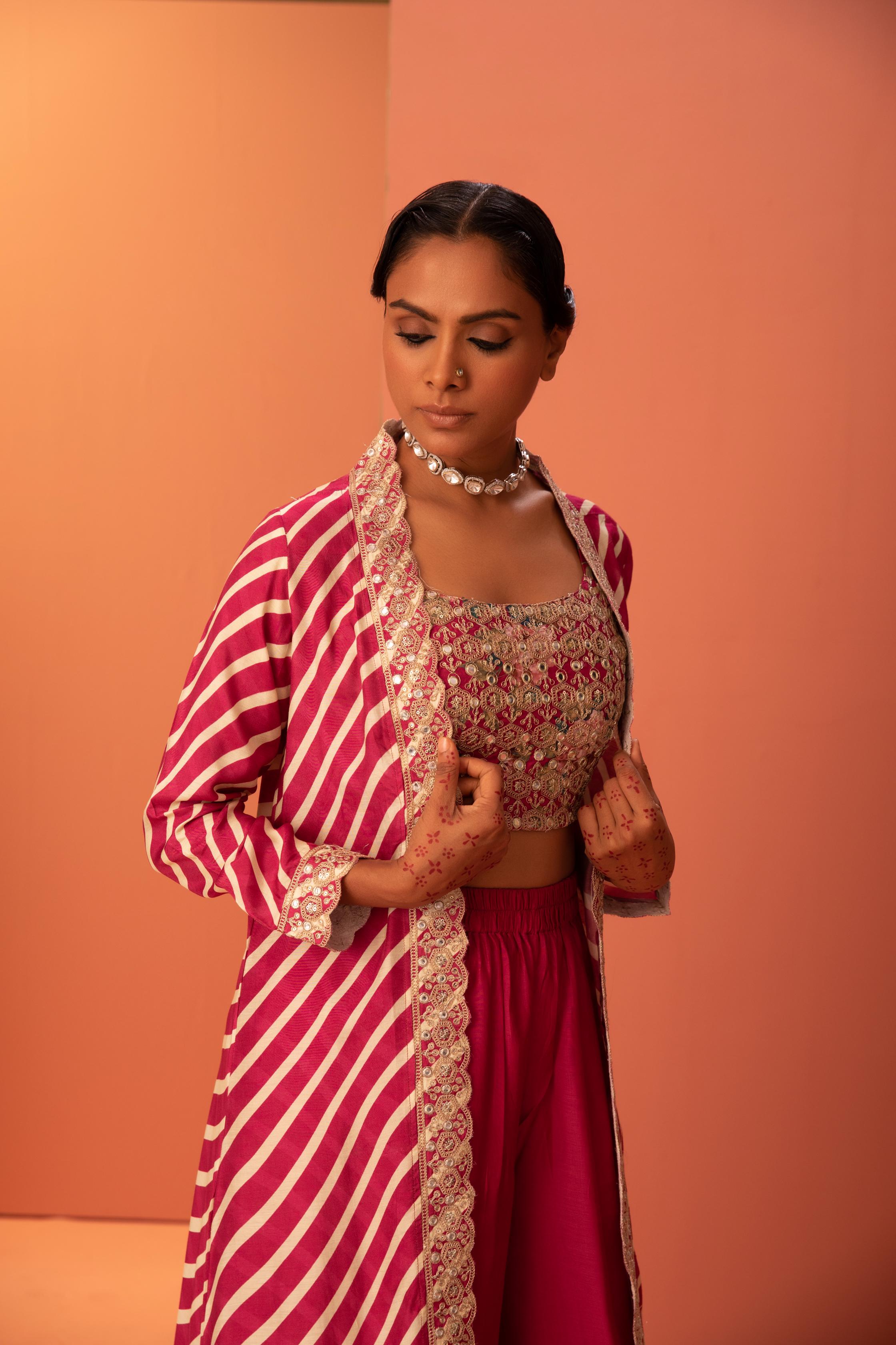 Cotton silk  Pink Cape and Palazzo set