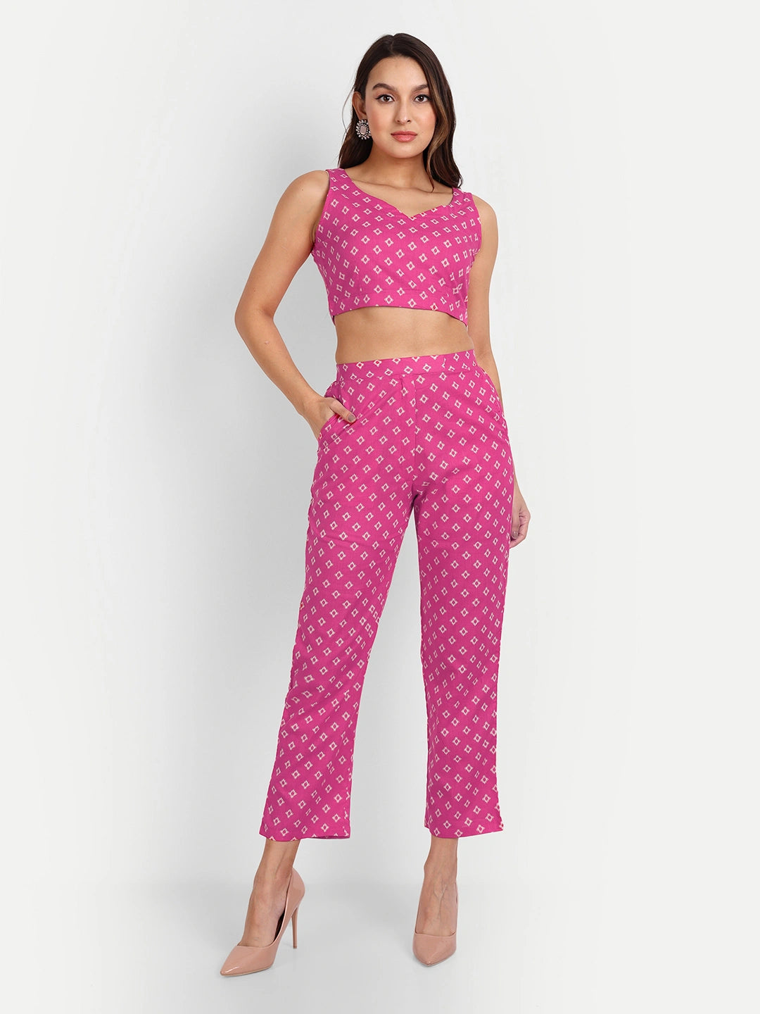 Printed Blazer Co-Ord Sets in Pure Cotton Coat Paint