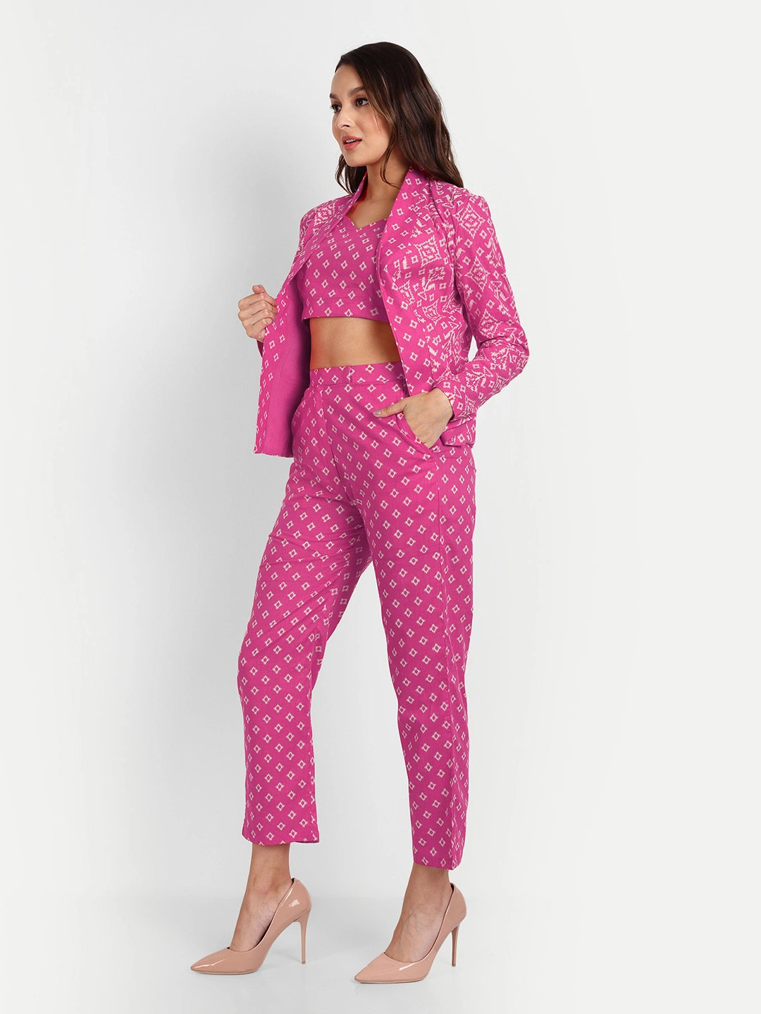 Printed Blazer Co-Ord Sets in Pure Cotton Coat Paint