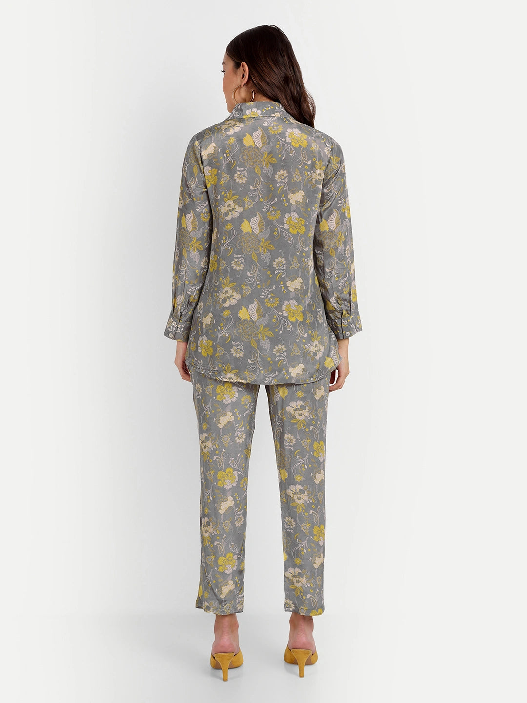 Digital Print Co-Ord Sets in Grey Pure Muslin