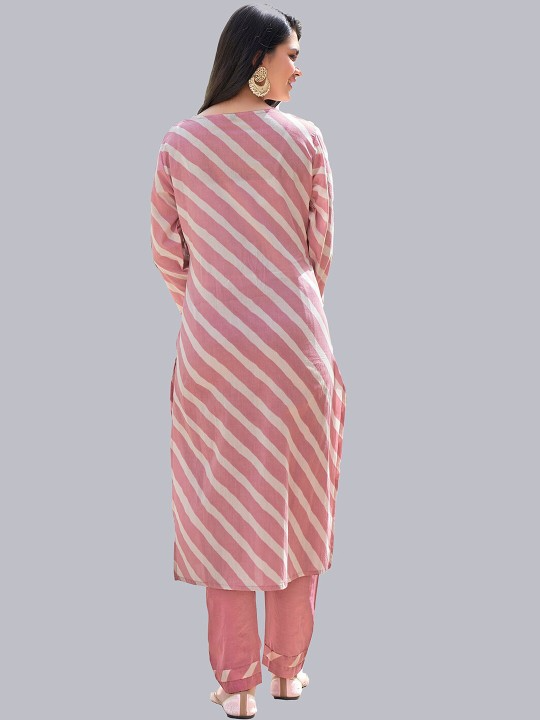 Striped Pure Cotton Kurta with Trousers