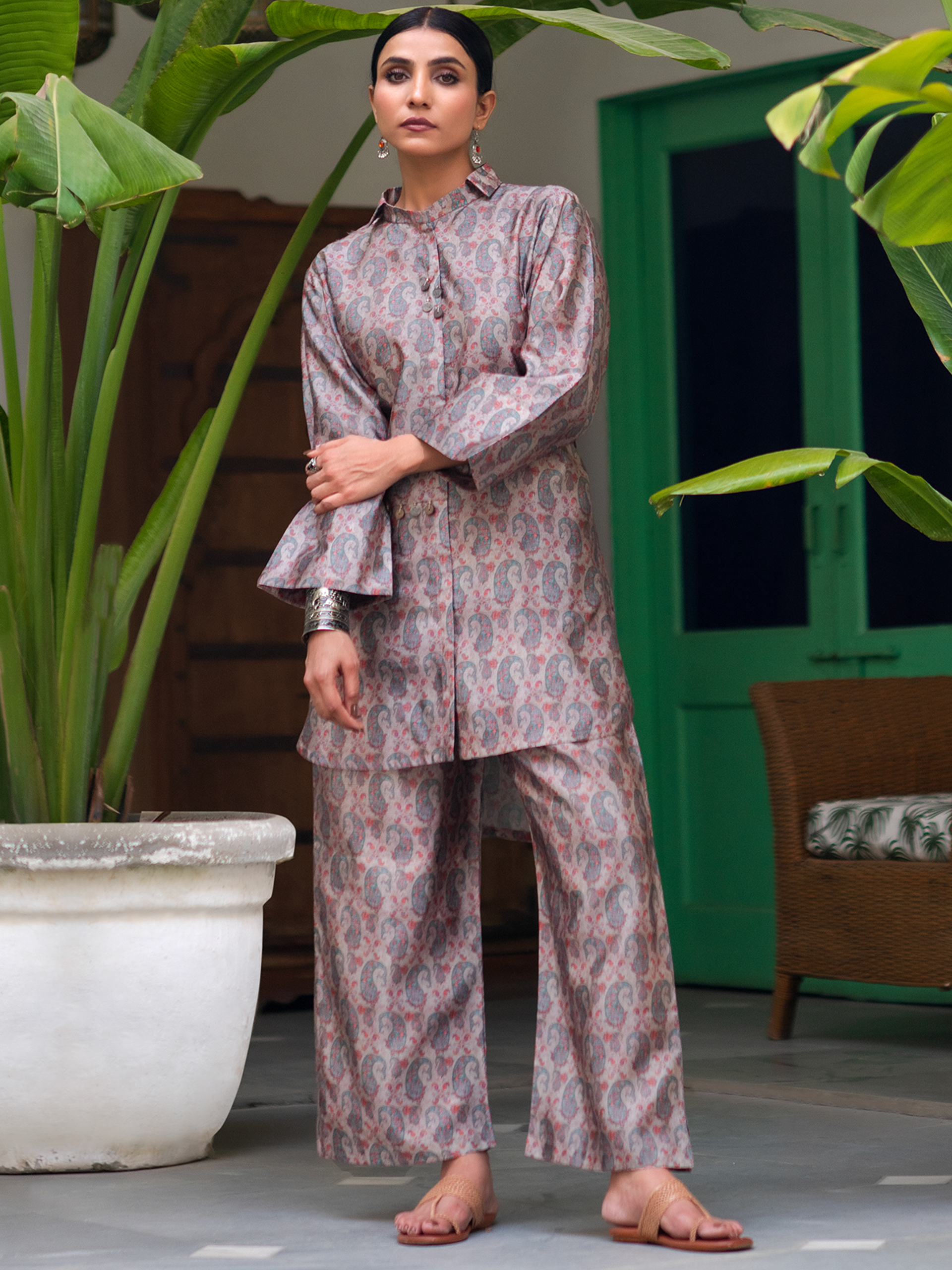 Printed Co-ord Set in Cotton Silk