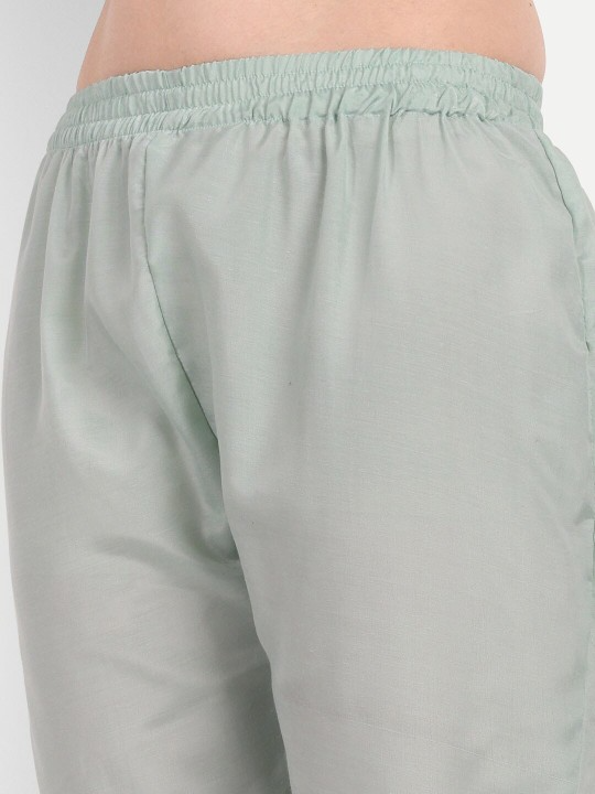 Women Ethnic Motifs Embroidered Mirror Work Kurta with Trousers