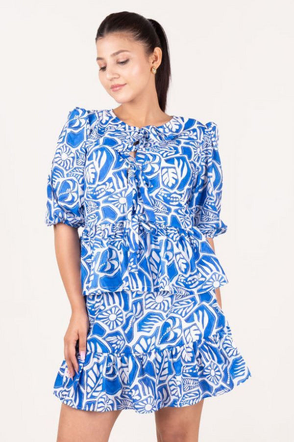Cotton Printed Top with Tassel